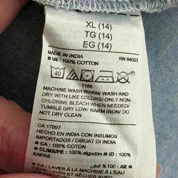 Old Navy Blue Girls Size XL (12-14) Long Sleeve Button Down Top Tunic Length - Picture 10 of 12